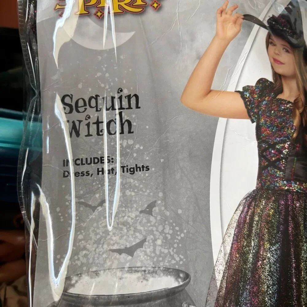 Spirit Halloween Sequin Witch Size Child Small 4-6 *New*